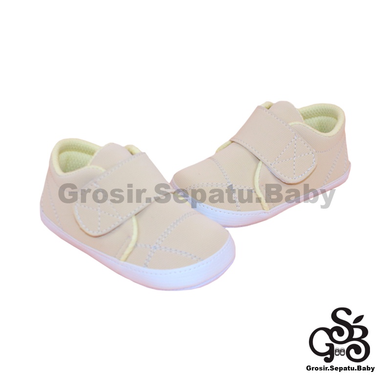 Prewalker - Sepatu Bayi - Baby Shoes | 2-12 bulan | Simple Classy KREM casual polos ringan &amp; fleksibel