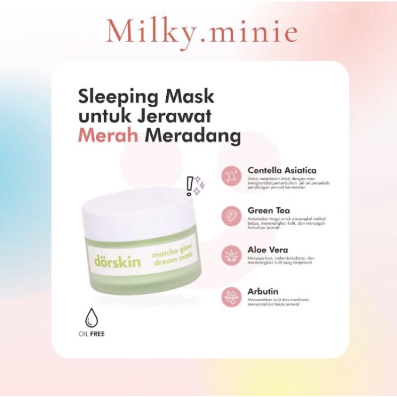 Jual Dorskin Matcha Glow Sleeping Mask Brightening Dream Masker Shopee Indonesia