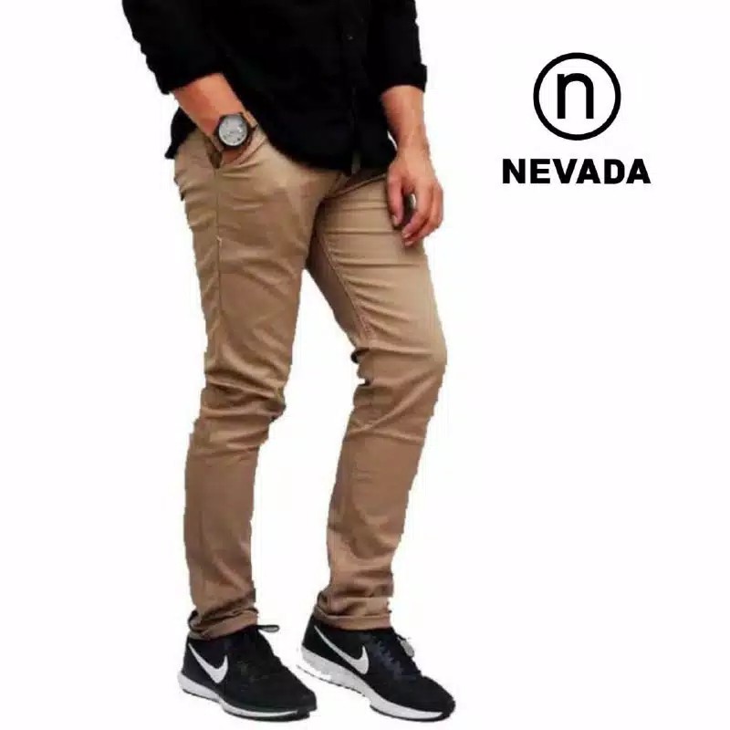 Celana Jumbo Chinos Panjang Pria Bahan Stretch Slimfit Abu Hitam Krem Mocca Cino Big Size 39 - 44