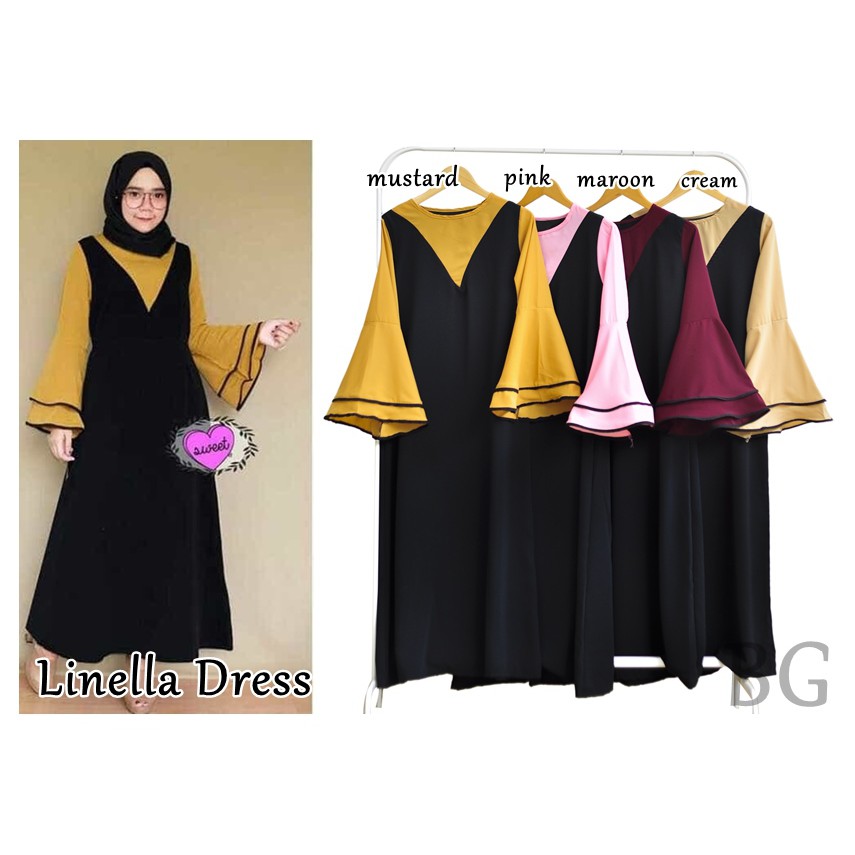 [COD] Linella Dress - Ns Fc Najibah Gamis Syar'i Asdf Abu Muslim Modis Modern