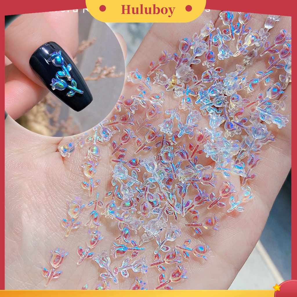 Huluboy Huluboy♡ 30pcs / Set Ornamen Bunga Mawar 3D Bahan Resin Untuk Dekorasi Manicure