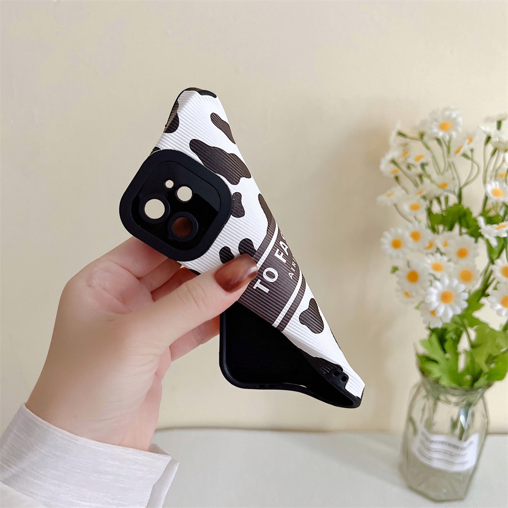 Lambskin Casing Samsung A23 A13 A03 A03S A32 A22 A52S A12 A21S A11 A02S A02 A01 A30S A10S A20 A30 A53 M12 S22 Fashion Simple Cow Pattern Shockproof Soft Leather Case