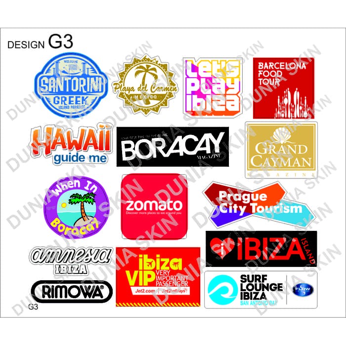 Stiker Koper Rimowa Travel Label Design G3 Country Rimowa Logo HAWAII SURF BARCElONA