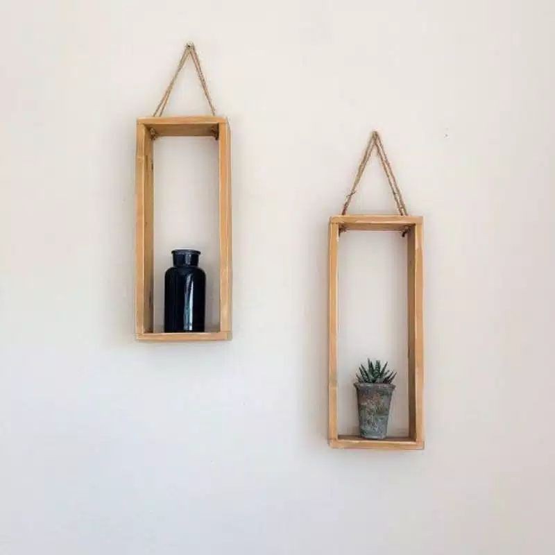Hiasan Dinding Kayu Rak Gantung Tali Rak Pot