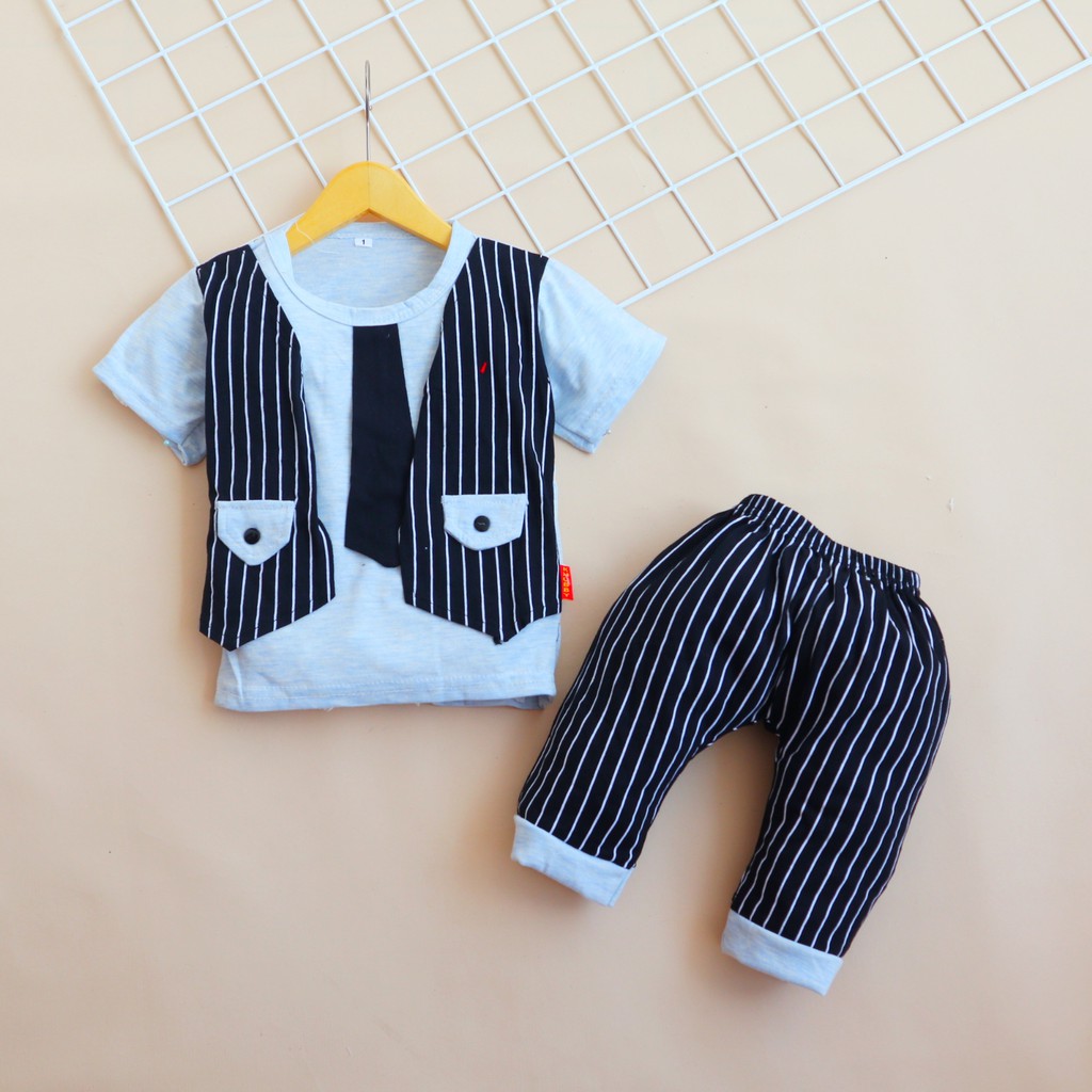 Setelan baju celana anak bayi Usia 6 bulan - 3 tahun IMK Rompi Garis