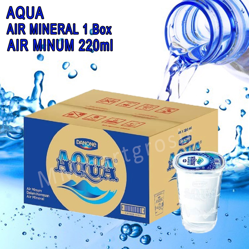 Jual Aqua Air Mineral Aqua Gelas 220ml 1 Dus Isi 48pcs Shopee Indonesia 3370