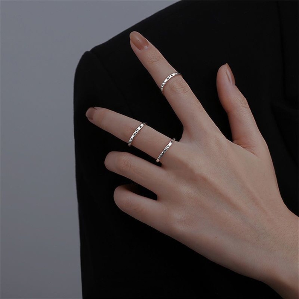 【COD Tangding】2pcs / Set Cincin Jari Telunjuk Model Terbuka Desain Simple Untuk Wanita Element