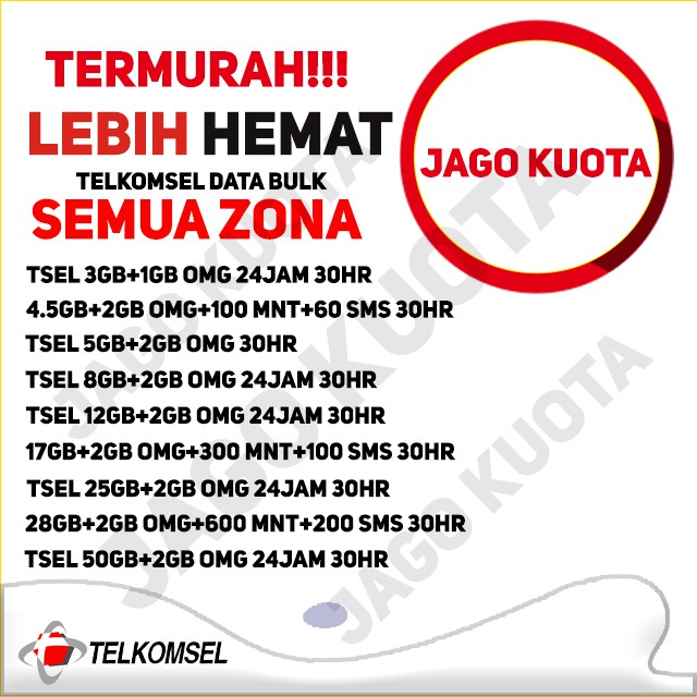 PAKET DATA TELKOMSEL TERMURAH SEMUA ZONA