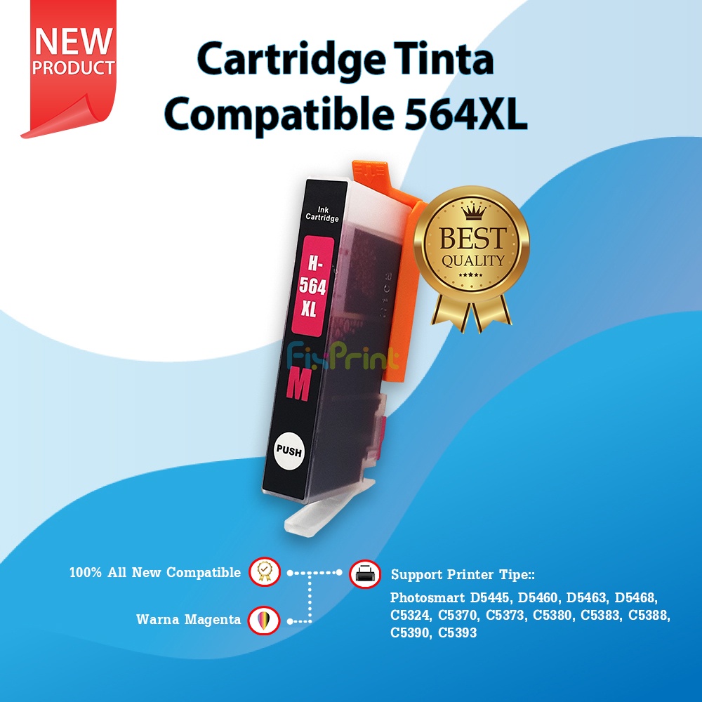 Cartridge Tinta Compatible 564XL Black With Chip, Refill Ink H-564XLB 564 Printer XP Photosmart D5445 D5460 C5324 D7560 Premium C309 C310 Station C510a Plus B209a Officejet 4610 Photosmart D5445 D5460 D5463 D5468 C5324 C5370 C5373 C5380 C5383 D5400 D7560