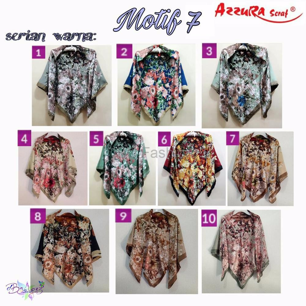 Jilbab Segiempat Satin Lamiz By Azzura Motif 7 Jilbab Kerudung Scarf Murah