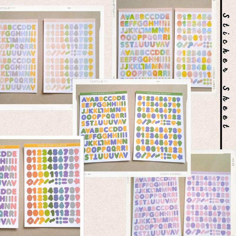 

Sticker Aesthetic Alphabet/ Number Stiker Deco Huruf dan Angka