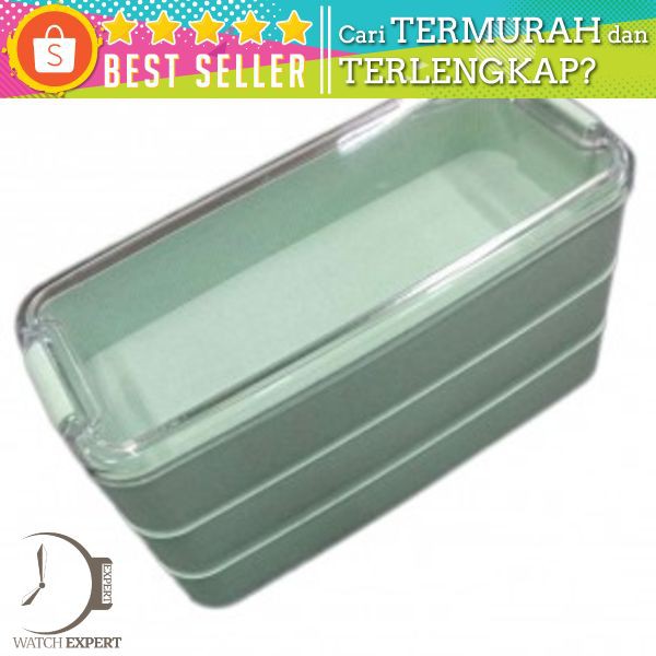 CPLIFE Kotak Makan 3 Layer Healthy Bento Lunch Box 900ml with Spoon &amp; Fork - NXM144 - Green