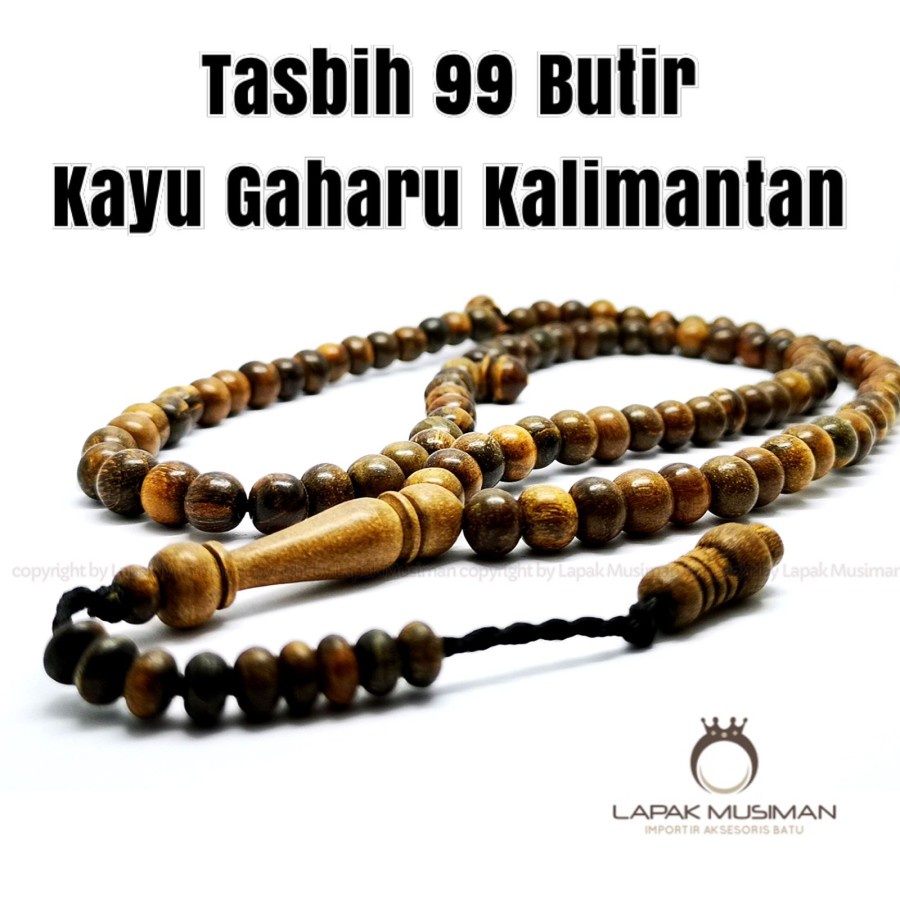 [Bayar di Tempat] Tasbih Kayu Gaharu Kalimantan Asli Wangi Alam Tasbih Kayu 99 Butir