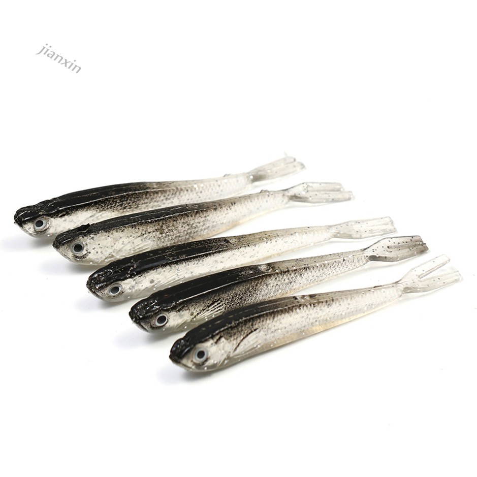 [Jianxin] 10pcs Umpan Pancing Ikan Bahan Silikon Lembut dengan Mata 3D