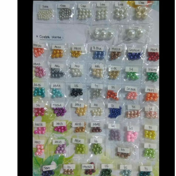 Mutiara Berat / Sintetis 3mm, 4mm, 5mm, 6mm, 8mm Renteng