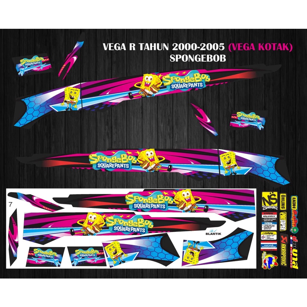 STIKER STRIPING VARIASI VEGA R TAHUN 2000-2005 SPONGEBOB