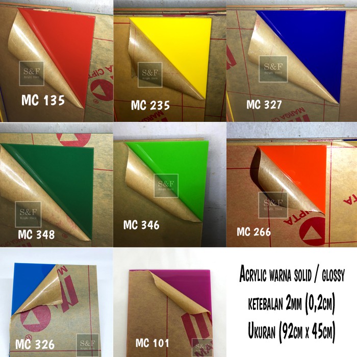 AKRILIK WARNA 2MM 92X45 / ACRYLIC WARNA / AKRILIK LEMBARAN / AKRILIK WARNA SOLID/GLOSSY