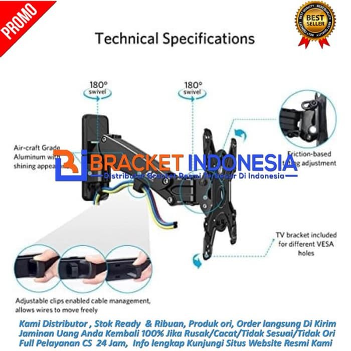 Bracket TV Breket GAS STRUT NB F350 ORI Monitor Arm 14 sampai 50 inch