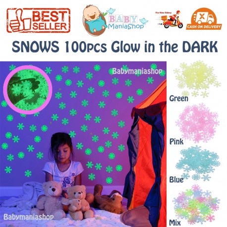 STIKER BINTANG 100 Pcs GLOW IN THE DARK SALJU 50PCS Wall Sticker Star Snow Stars Snows Stiker Dinding Menyala Dalam Gelap Twinkle Little Stars