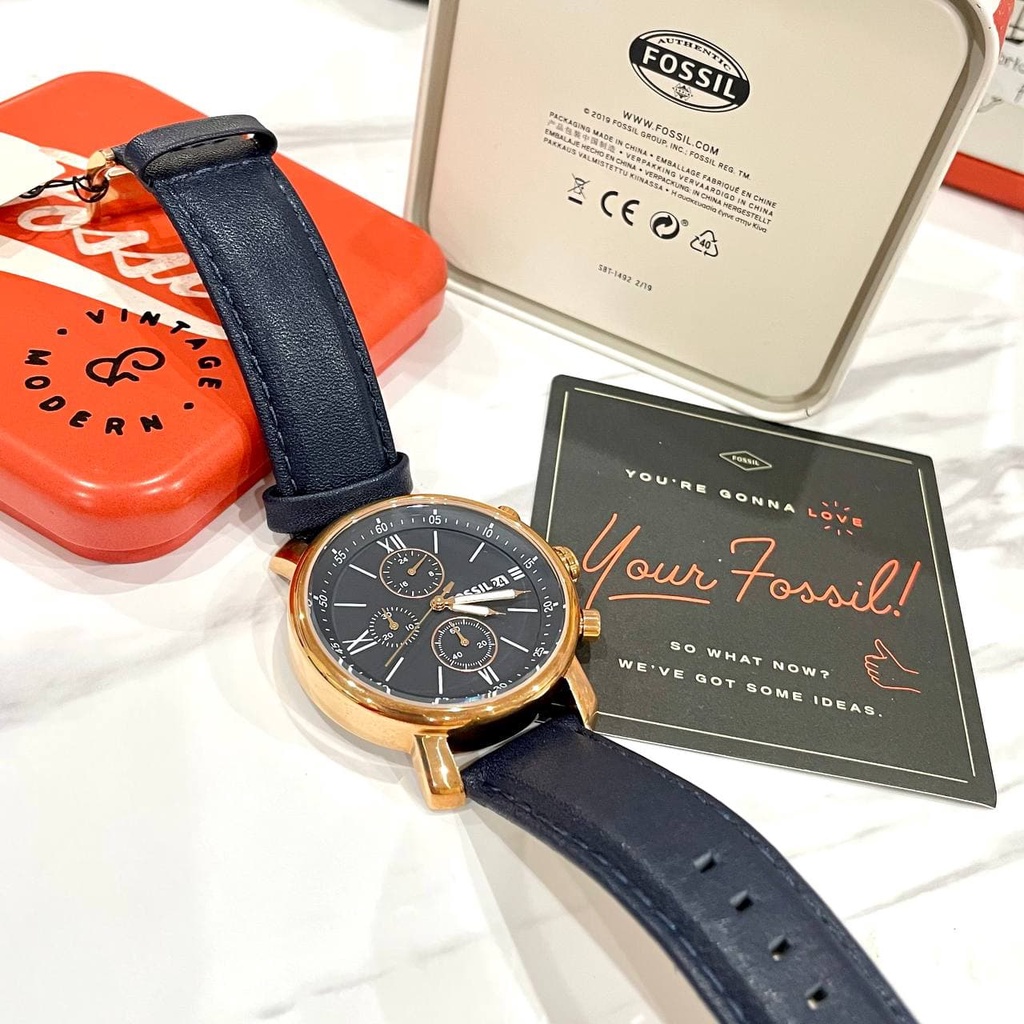 Jam Tangan Pria BQ1704 Rhett Chronograph dengan Strap Navy Case Gold-tone Formal / Daily / Kantor - 