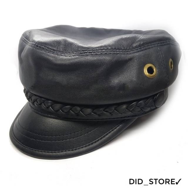 Topi Baret/Beret Oktagonal Bahan Kulit Asli Gaya Korea Retro untuk Pria/Wanita Cowok/Cewe M5