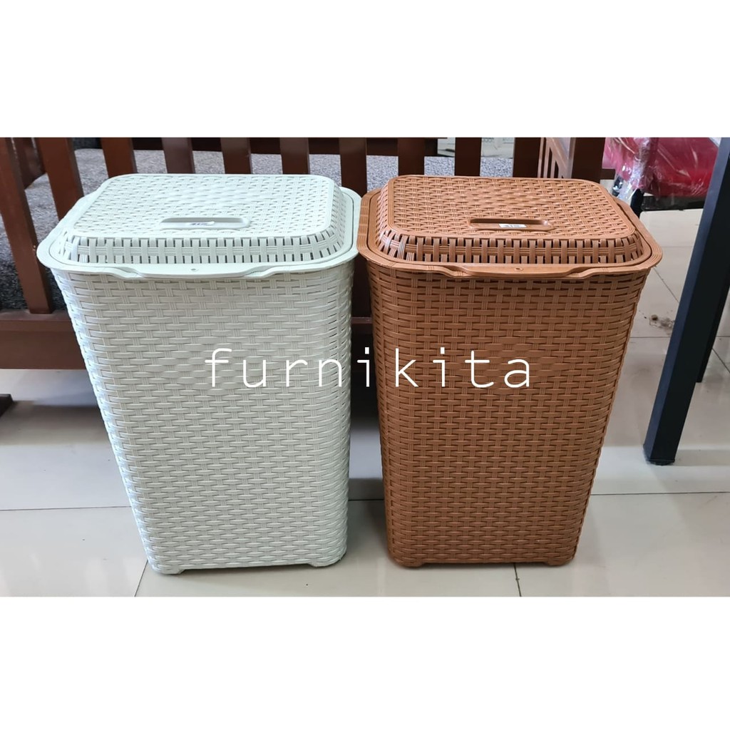 KERANJANG BAJU LAUNDRY BASKET MOTIF ROTAN CRB800 | Shopee ...