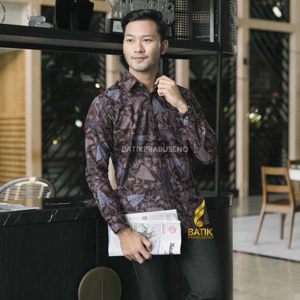 Kangga Muda Kemeja Batik Pria Lengan Panjang Size Slimfit Original Asli Prabuseno Furing Jumbo Moder