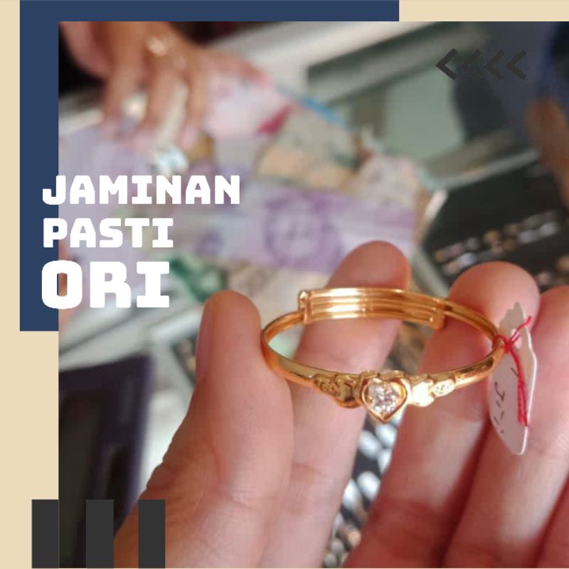 Gelang Tangan Anak Bayi Emas Asli Mata Satu Gelang Bangle Simple Anak