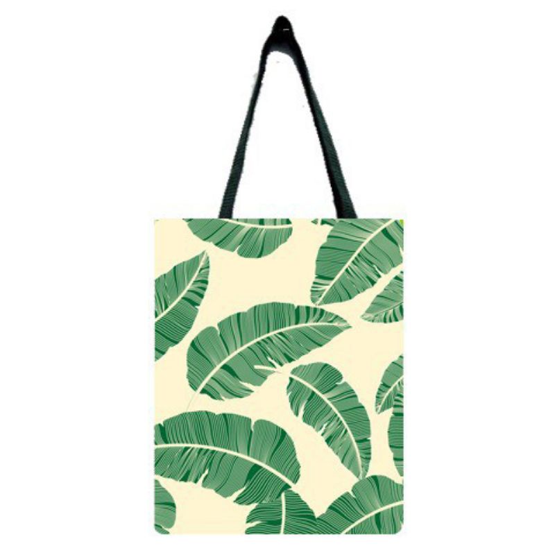 Totebag Pakai Resleting Daun Abstrak Tas Kuliah