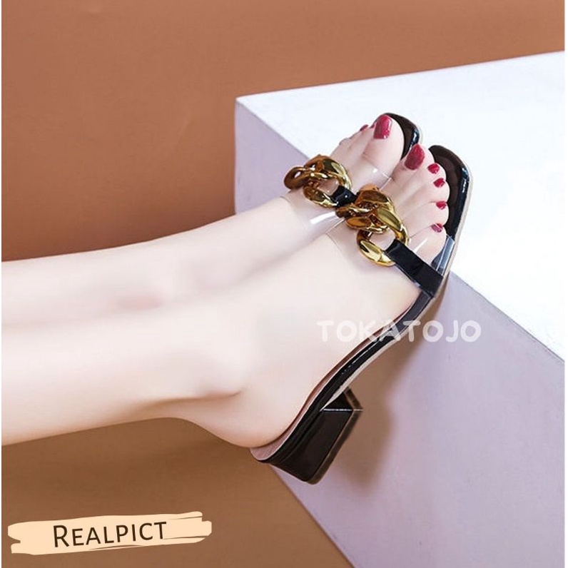 Sandal HEELS/Sandal Hak tahu wanita 3 cm terbaru mikarantai premium Sandal wanita hak tahu 3 cm kokop new fashion Sandal TOKATOJO SUMN07