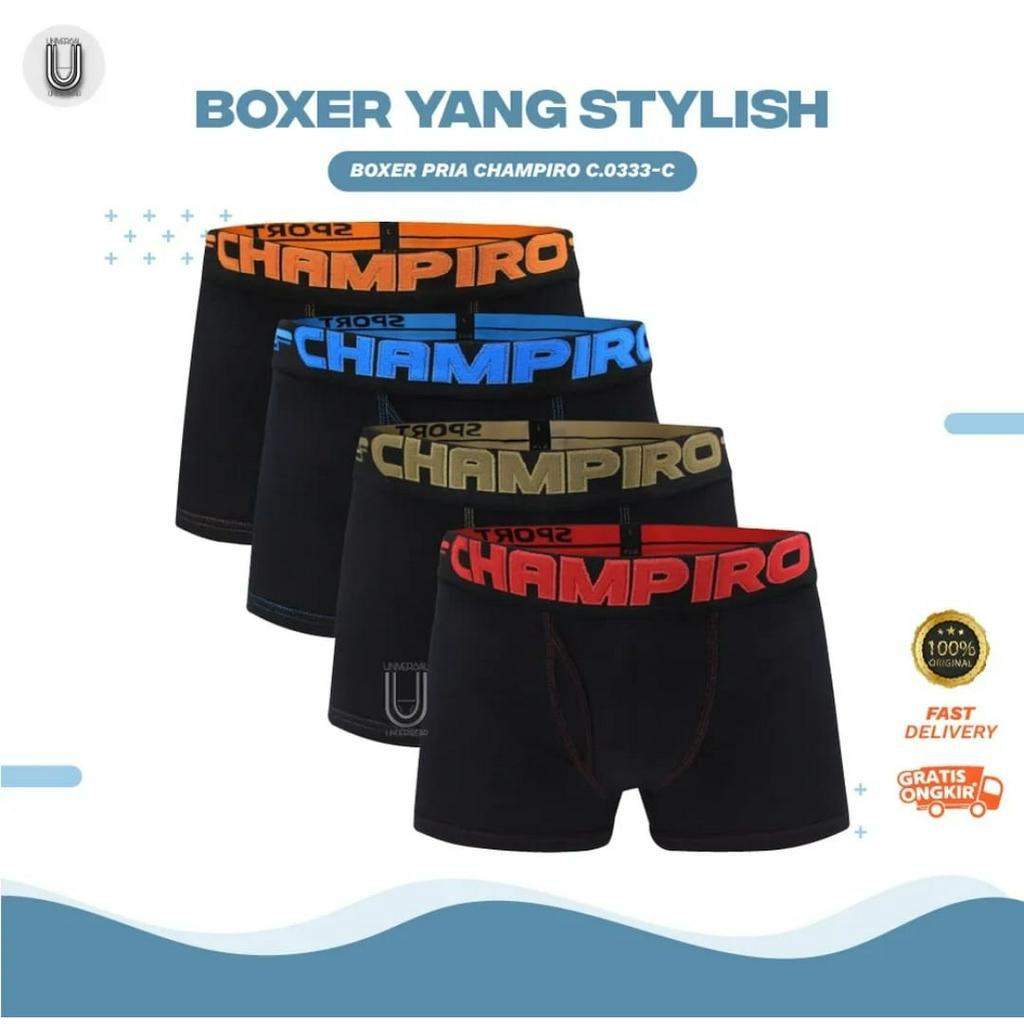 CHAMPIRO 0333 BLACK BOXER ISI 3 PCS CELANA DALAM PRIA KATUN