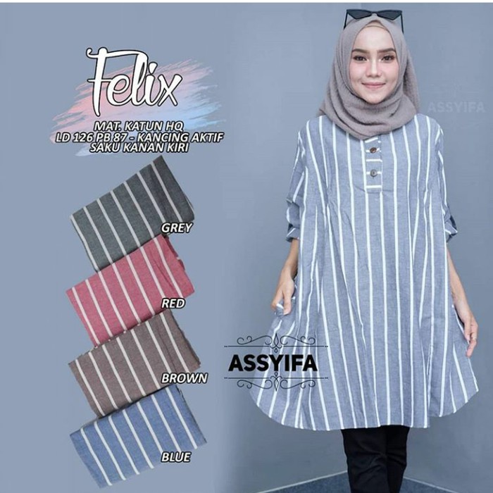 Bellva By Shofiya / Tunik Muslimah/ Tunik Remaja/ Tunik Terbaru XN518 Tunik Jumbo Felix Salur