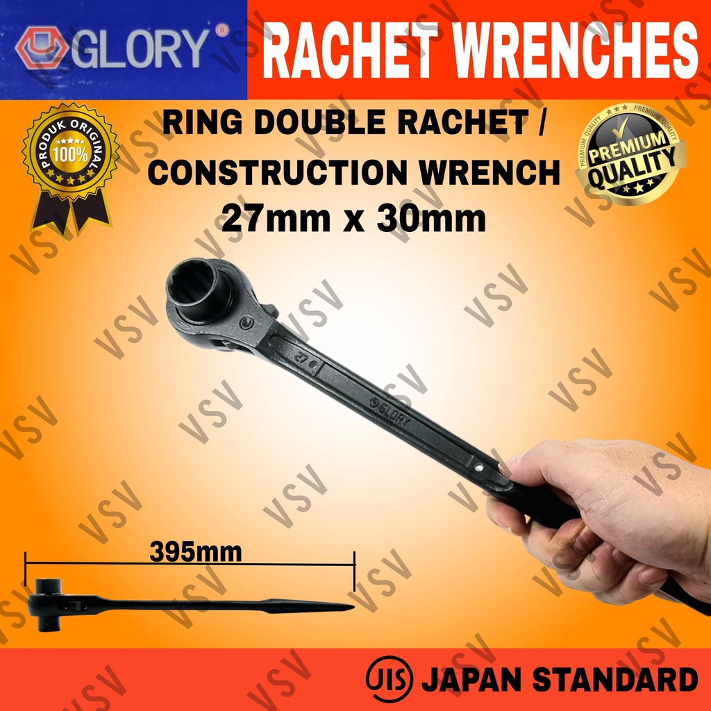 Kunci Ring Double Rachet 27x30mm Kunci Skafolding Construction Wrench Sok Rachet