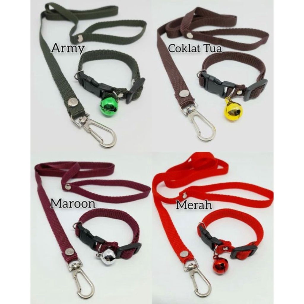 Kalung Kucing + Tali Tuntun Polos FEFARM