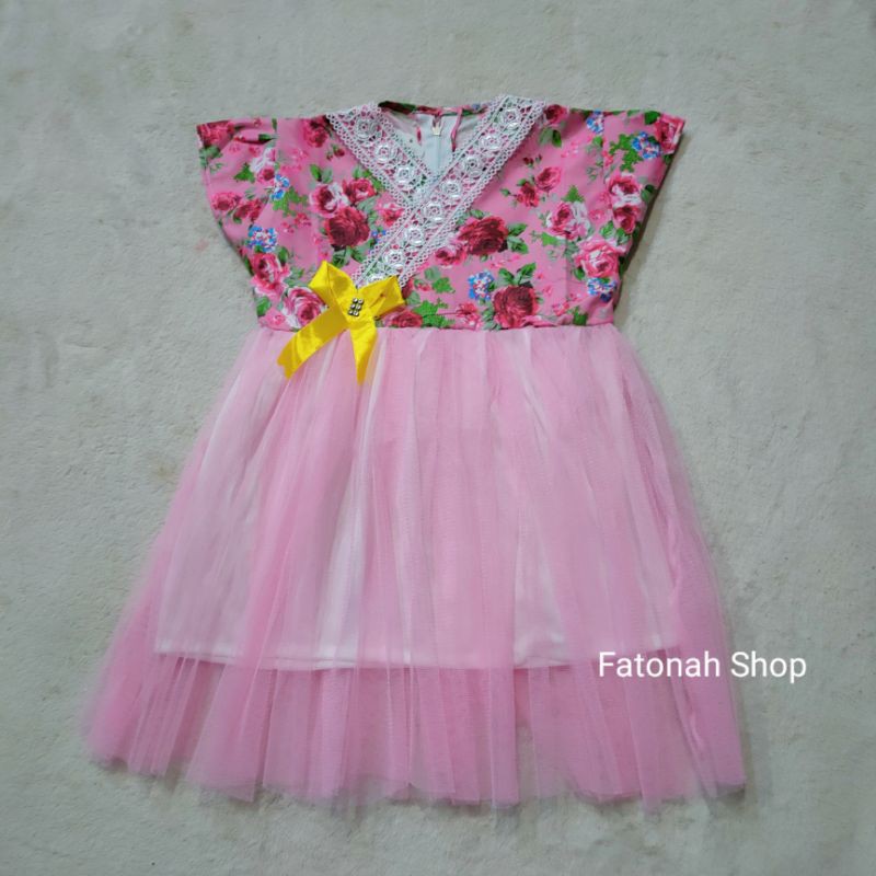 dress anak 1 2 tahun dress kimono bunga anak baju anak cewek perempuan lucu (dress kimono sakura )