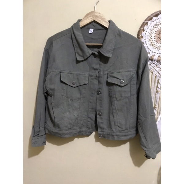 PRELOVED JAKET CROP JEANS ARMY