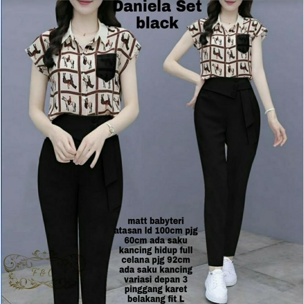 PCS SET DANIELA UKURAN M L XL BAHAN BABYTERRY FE SETELAN ATASAN DAN CELANA