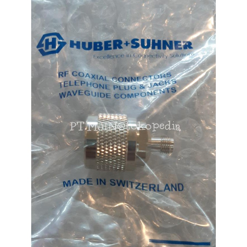 Lot of 10 HUBER+SUHNER RP-SMA-Male to N-Female Coaxial Adapter Connector