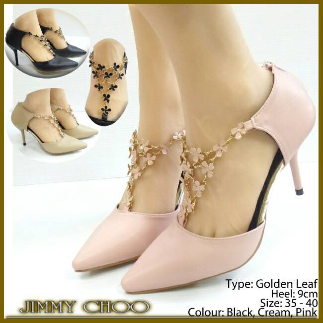 Sepatu Jimmy Choo Golden Leaf Heels 9 cm