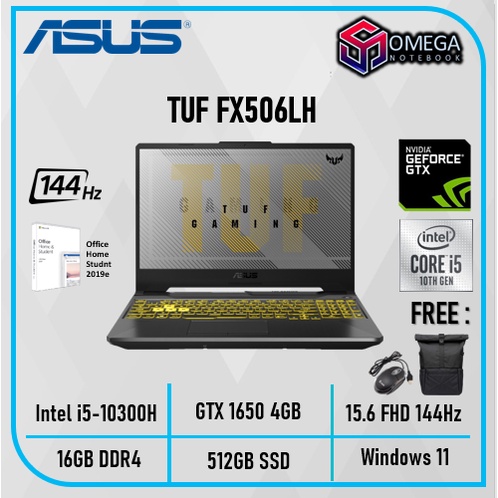 ASUS TUF FX506LHB I565B6TO11 Intel I5 10300H 16GB 512SSD GTX1650 4GB W11+OHS 15.6FHD 144HZ