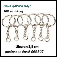 Ring gantungan kunci gerigi+ring kecil 100 bh bahan suvenir murah/Gantungan aksesoris