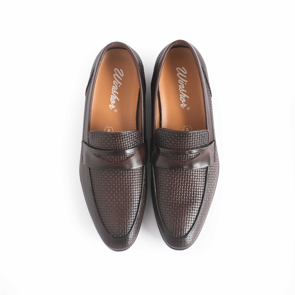 Sepatu Slip on pria - Winshor - Grande - Dark Brown - Mat edition