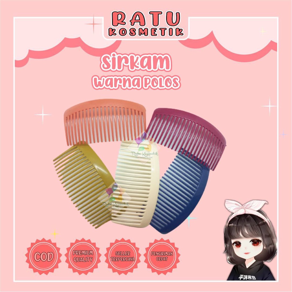 ❤ RATU ❤  Sirkam Rambut / Bando Sisir Motif Polos Mata Murah