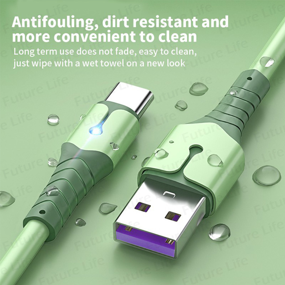 Kabel Data / Charger 5A Fast Charging Bahan Silikon Lembut Panjang 0.25m / 1m / 2m Untuk Apple / Android