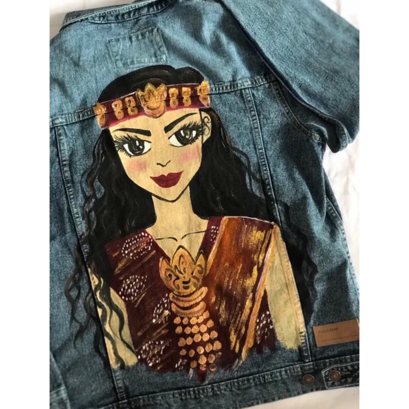 Jaket Denim Lukis Batak Toba