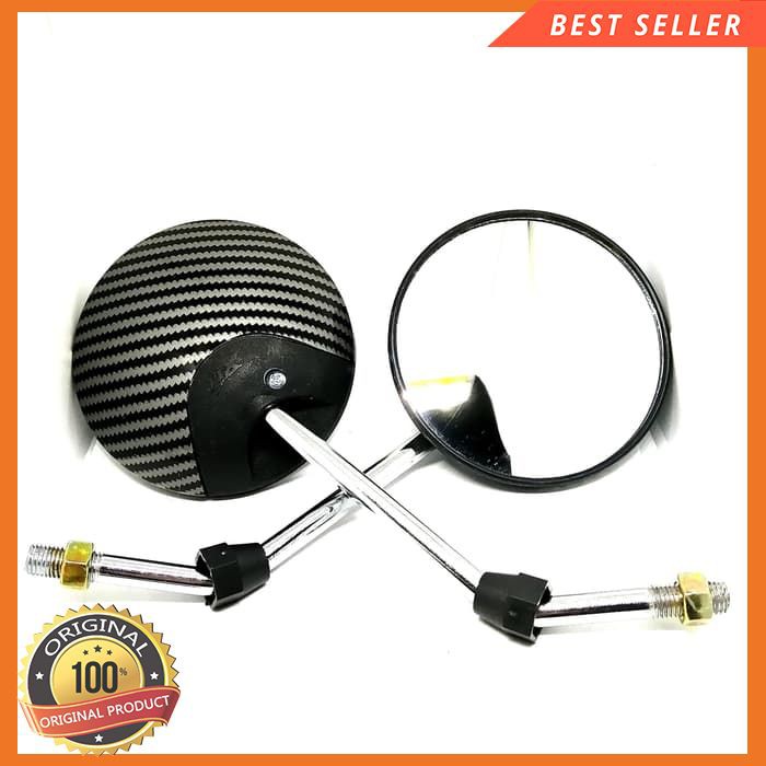 Sepion Spion Sp Kaca Motor Bulat Cembung Lebar Besar Wrn Karbon Carbon