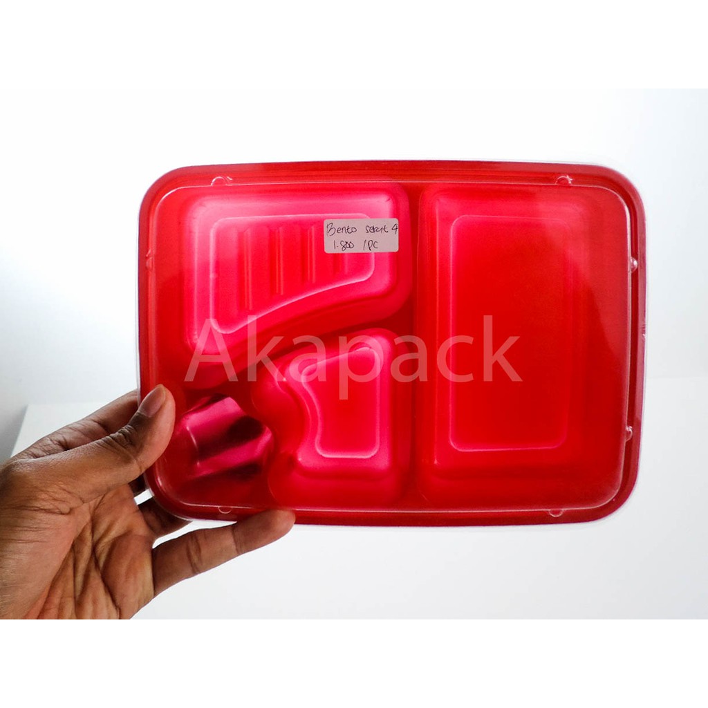 

Bento Tray Bintang Sekat 4 MERAH / Wadah Bento / Bento / catering box