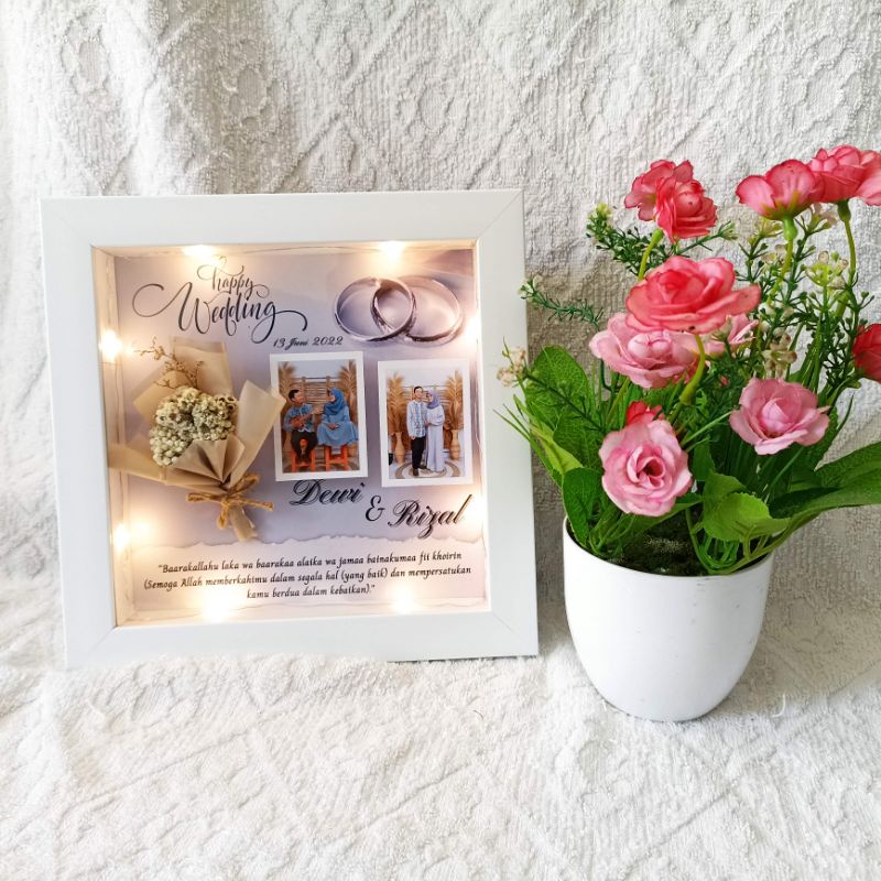 FLOWER IN FRAME GIFT BOX FRAME BINGKAI 3D CUSTOM KADO ULANG TAHUN / ANNIVERSARY / WEDDING / WISUDA