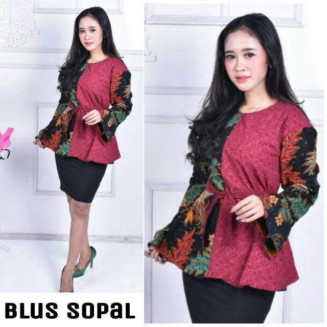 Blouse kombinasi embos - atasan batik wanita