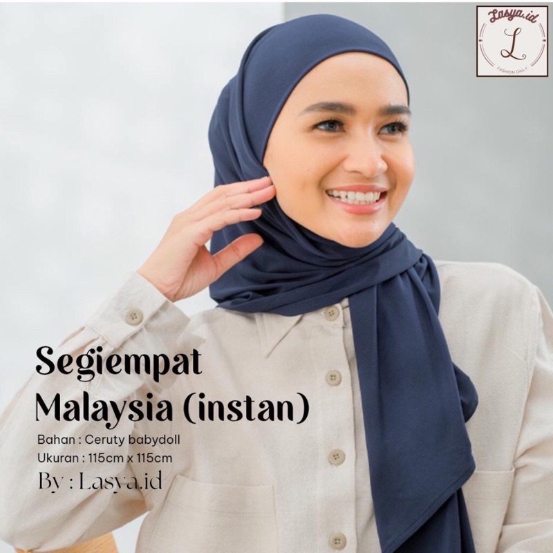 Hijab Segiempat Malaysia instan 2 Layer Ceruty Babydoll | Segitiga Melayu